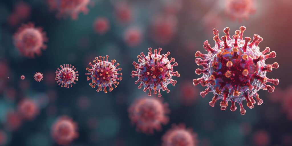 Representação científica da evolução e mutação dos vírus