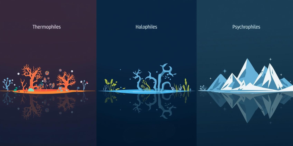 Tipos de microrganismos extremófilos e seus ambientes de ocorrência